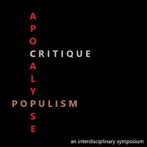 Symposium graphic for "Apocalypse" with Critique and Populism also spelled out